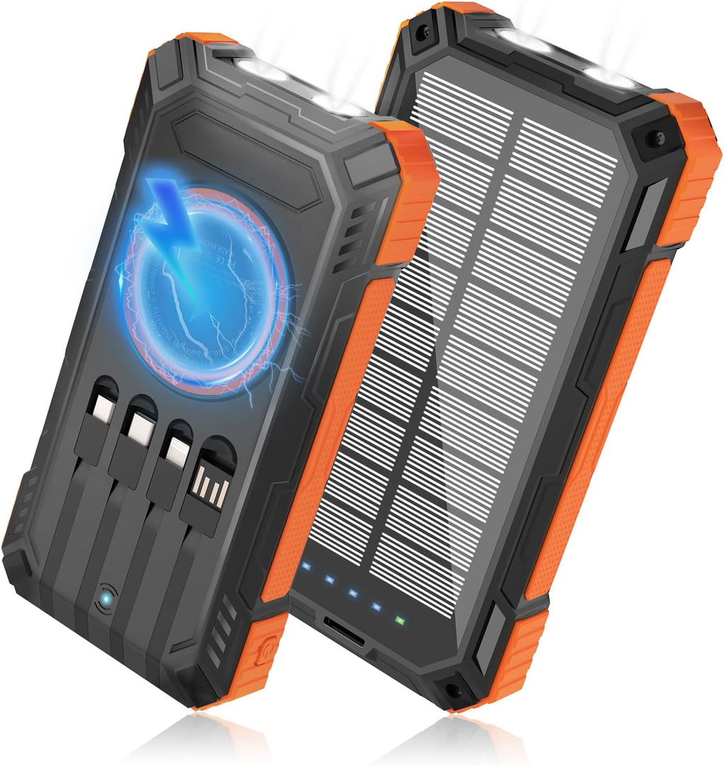 Solar Power Bank / LED Flashlight - 49800mAh - Wireless Portable Charger